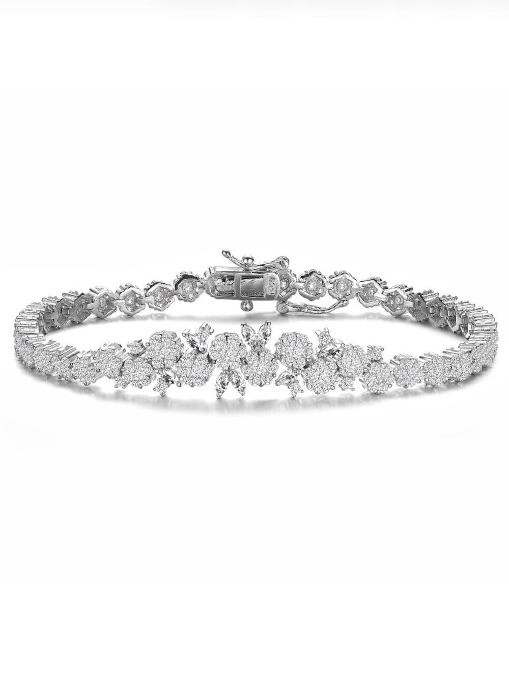 Genevive Lierre Fleur Silver CZ Tennis Bracelet